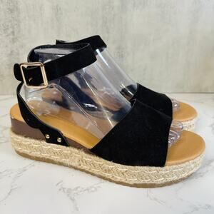 Dream Pairs Maria Sandals Black Beige Women's 9 Platform Espadrilles Strap Wedge